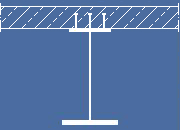 Querschnittskizze: Herkömmlicher Stahlverbundträger (Doppel-T-Profil).